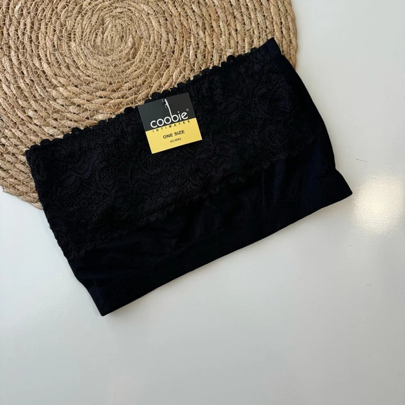Coobie Women’s Floral Lace Strapless Bandeau Bra in Black One Size - Picture 3 of 7